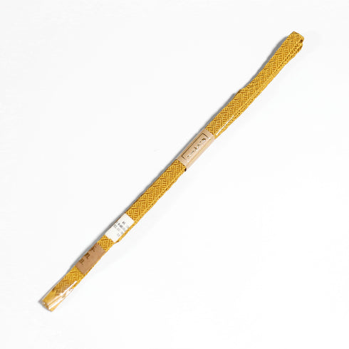 帯締め リサイクル カジュアル 三分紐 イエロー 正絹 新品・未使用品 手組紐