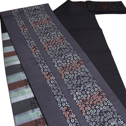 名古屋帯 リサイクル 帯丈371.5cm 六通 博多織 梅香 パープル Mサイズ 正絹 Sランク お洒落