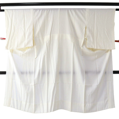 長襦袢 リサイクル 身丈127cm 裄62.6cm 袷 蔦や菊や蝶の地紋 袖裏に柄あり 後見頃居敷当て付き ホワイト Sサイズ フォーマル 正絹 袖無双 Sランク