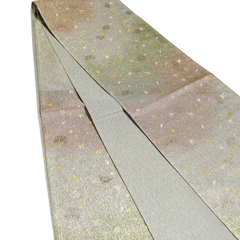 袋帯 リサイクル 帯丈432cm 六通 松竹梅柄 ぼかし ゴールド Sサイズ 正絹 新品・未使用品 お洒落