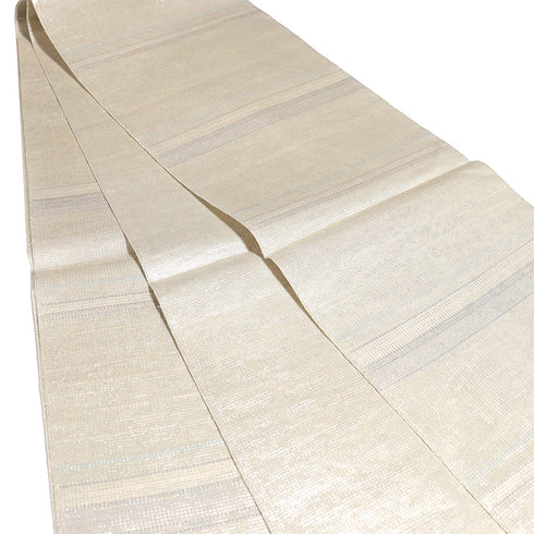 袋帯 リサイクル 帯丈426cm ポイント柄 横縞柄 ベージュ Sサイズ 正絹 Sランク お洒落