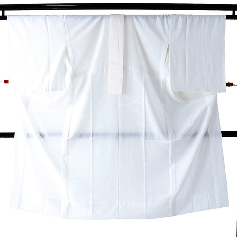 長襦袢 リサイクル 長襦袢 身丈130cm 裄66cm 袷 露芝の地紋 ホワイト Mサイズ ポリエステル 洗える着物 袖無双 Sランク