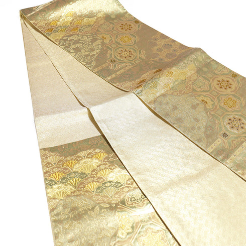 袋帯 リサイクル 帯丈440cm 六通 佐賀錦織 ゴールド Mサイズ 正絹 未使用品 フォーマル