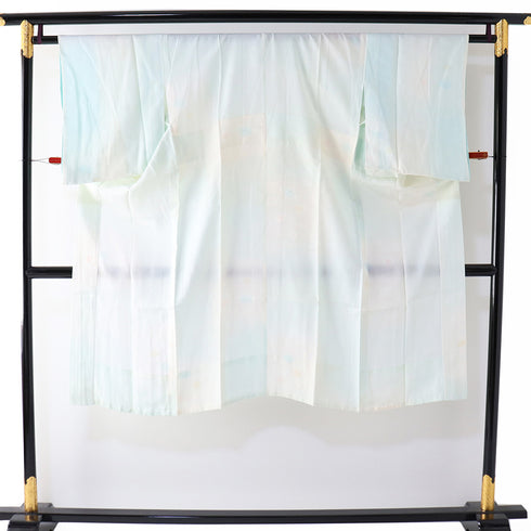 長襦袢 リサイクル 長襦袢 身丈125.5cm 裄63.8cm 袷 和傘の地紋 ぼかし 後身頃居敷当て付き ブルー Sサイズ しつけ糸 ポリエステル 洗える着物 袖無双 Sランク