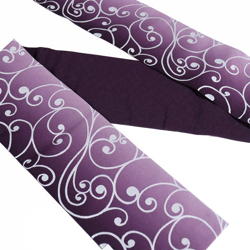 半巾帯 リサイクル 帯丈396cm 全通 唐草柄 パープル SSサイズ ポリエステル Sランク カジュアル お洒落