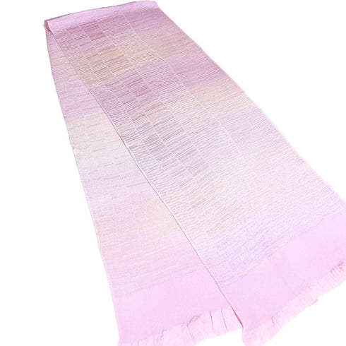 帯揚げ リサイクル お洒落 ちりめん 正絹 ピンク 地紋 未使用品