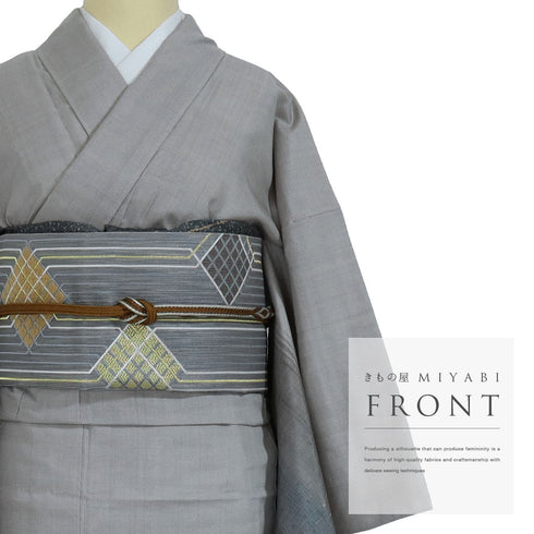 付下げ リサイクル 身丈164.5cm 裄66.2cm 単衣 紬 段ぼかし柄 グレー Lサイズ お洒落 しつけ糸 正絹 広衿 Sランク