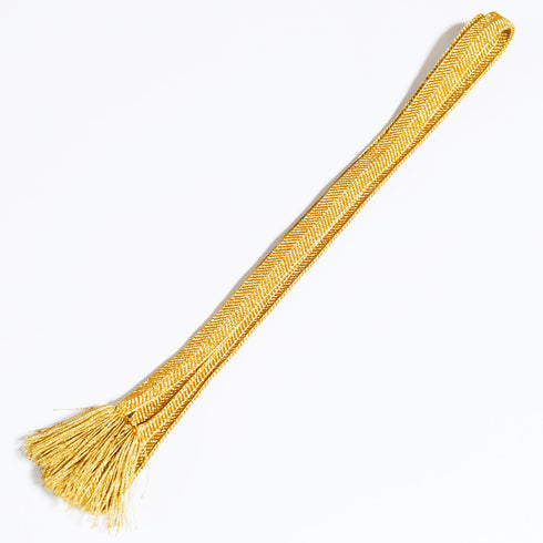 帯締め リサイクル セミフォーマル 平組紐 ゴールド 正絹 新品・未使用品 純金糸 皇結び