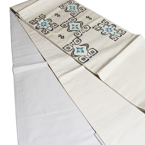 袋帯 リサイクル 帯丈428cm ポイント柄 オリエンタル調柄 アイボリー Sサイズ 正絹 Sランク お洒落