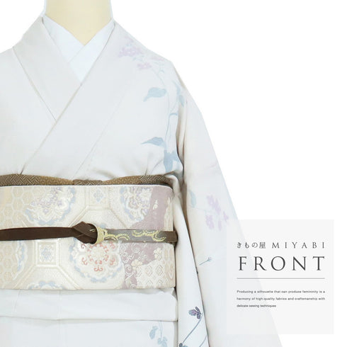 付下げ リサイクル 身丈162.7cm 裄68.2cm 袷 嵯峨菊柄 アイボリー Lサイズ お洒落 正絹 広衿 Sランク