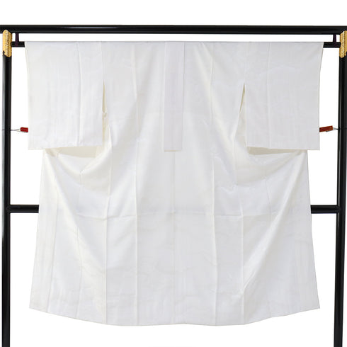 長襦袢 リサイクル 長襦袢 身丈130.7cm 裄64.6cm 袷 雲取り柄 地紋 ホワイト Mサイズ しつけ糸 正絹 Aランク