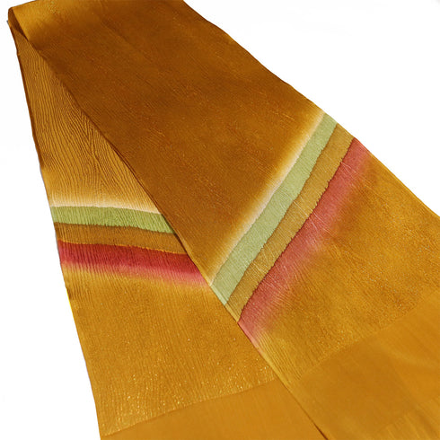 帯締め・帯揚げセット リサイクル 手組紐 ちりめん オレンジ 正絹 新品・未使用品