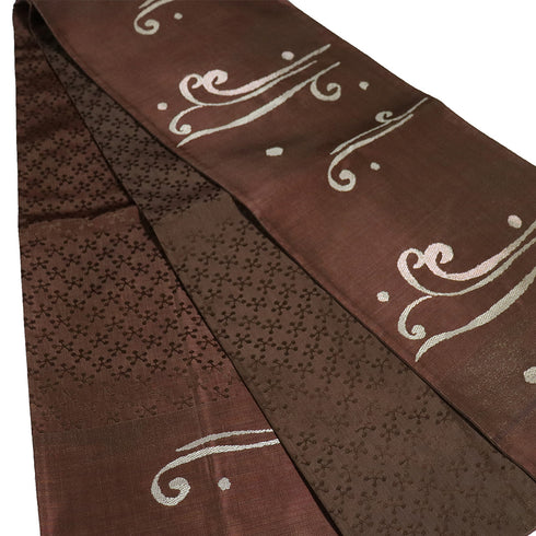 袋名古屋帯 リサイクル 帯丈364cm 六通 ブラウン Mサイズ ポリエステル Sランク カジュアル お洒落