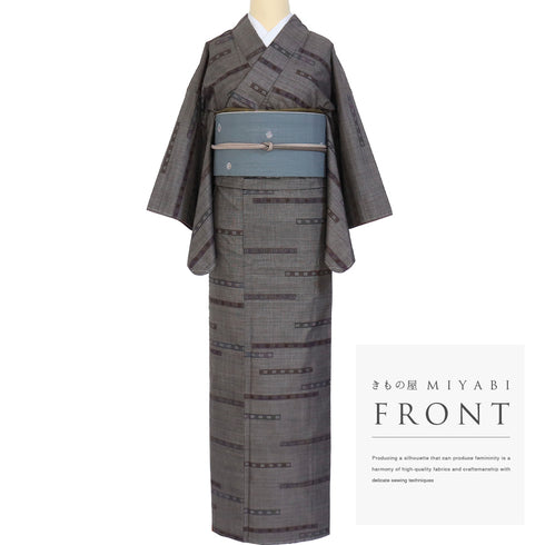 紬 リサイクル 身丈157.5cm 裄63cm 袷 ブラウン Mサイズ カジュアル お洒落 しつけ糸 正絹 広衿 Sランク