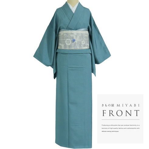 江戸小紋 リサイクル 身丈153.8cm 裄62.4cm 袷 ブルー Sサイズ お洒落 しつけ糸 正絹 広衿 Sランク