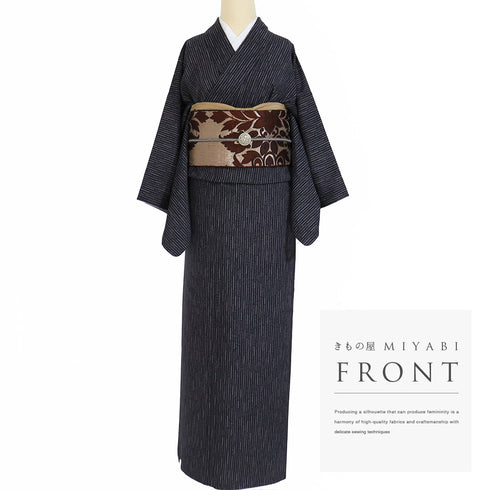 紬 リサイクル 身丈157cm 裄64cm 袷 デザイン格子柄 グレー Mサイズ カジュアル お洒落 正絹 広衿 Sランク