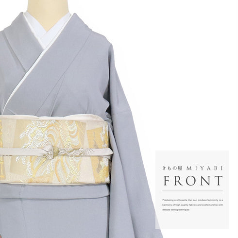 色留袖 リサイクル 身丈162cm 裄66cm 袷 グレー Lサイズ 三つ紋 正絹 広衿 Sランク