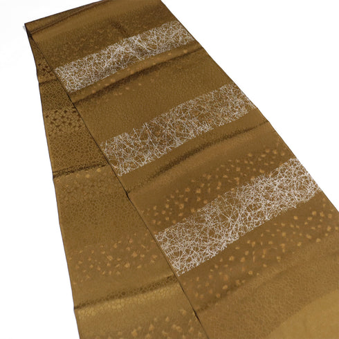 帯揚げ リサイクル お洒落 カジュアル 綸子 正絹 ブラウン 横段 新品・未使用品 AG-1223