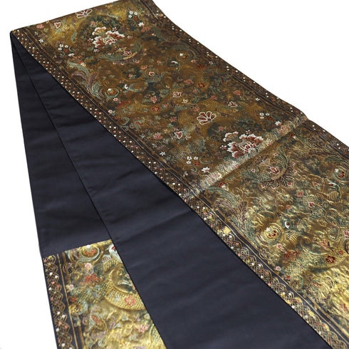 袋帯 リサイクル 帯丈438cm 六通 華唐草柄 鳳凰 ゴールド Mサイズ 正絹 Sランク フォーマル