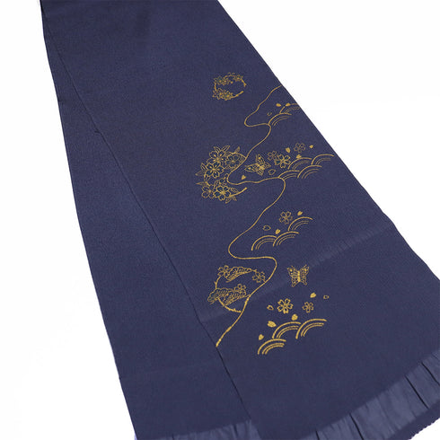 帯揚げ リサイクル お洒落 ちりめん 正絹 ネイビー 桜や蝶柄 未使用品