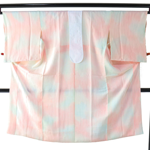 長襦袢 リサイクル 長襦袢 身丈128.8cm 裄66.4cm 袷 刺繍衿 ぼかし 地紋 ピンク Mサイズ 正絹 Aランク