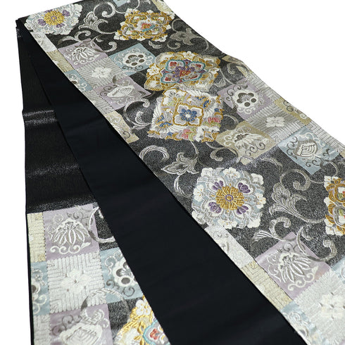 袋帯 リサイクル 帯丈442cm 六通 華文 唐草模様 華風景 多色 Mサイズ 正絹 Aランク フォーマル セミフォーマル