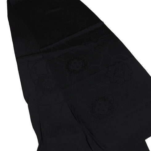 帯揚げ リサイクル 銀花仙 正絹 綸子 お洒落 Sランク ブラック 和装小物 AG-1211