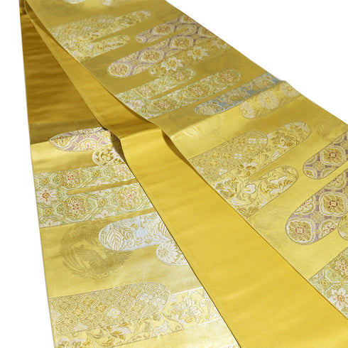 袋帯 リサイクル 帯丈432cm 六通 エ霞に桐や唐花や蜀江柄 ゴールド Sサイズ 正絹 新品・未使用品 フォーマル セミフォーマル