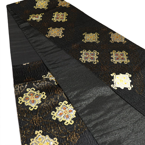 袋帯 リサイクル 帯丈432cm 六通 有職文様 ブラック Sサイズ 正絹 新品・未使用品 セミフォーマル お洒落