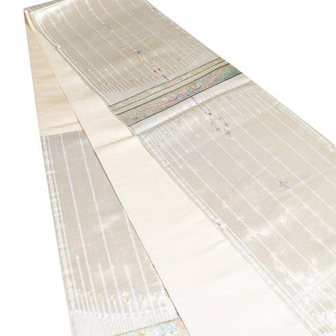 袋帯 リサイクル 帯丈414cm 六通 オリエンタル柄 ゴールド SSサイズ 正絹 Aランク お洒落