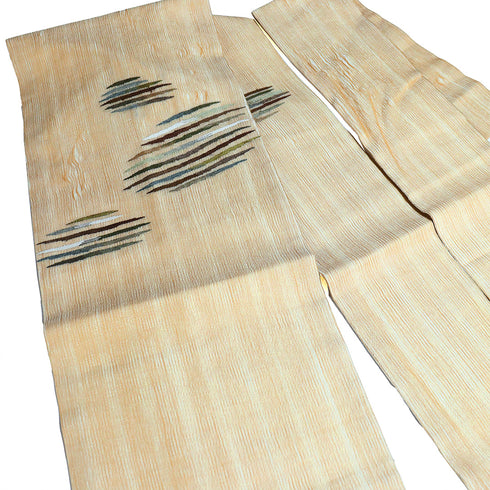 名古屋帯 リサイクル 帯丈362.5cm ポイント柄 9寸 夏物 ベージュ Mサイズ 不明 Aランク カジュアル