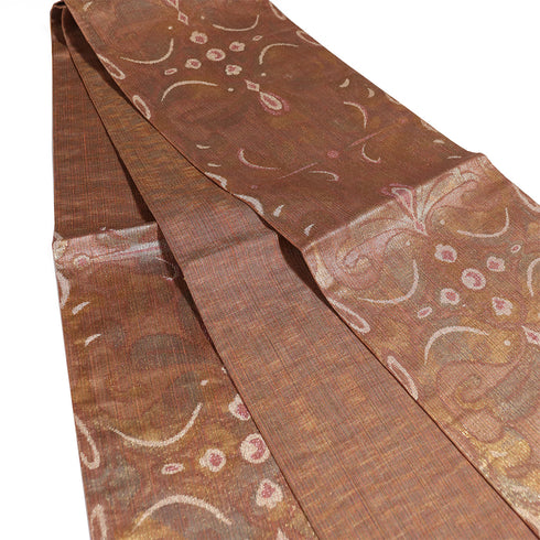 袋帯 リサイクル 帯丈432cm 六通 幾何学柄 ブラウン Sサイズ 正絹 新品・未使用品ランク お洒落