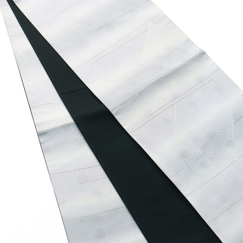 袋帯 リサイクル 帯丈442cm 全通 雪輪地紋 グレー Mサイズ 正絹 新品・未使用品 お洒落