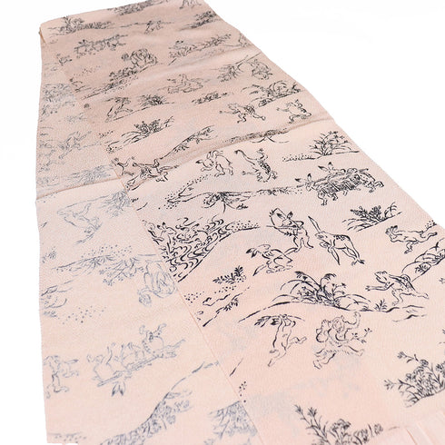 帯揚げ リサイクル お洒落 ちりめん 正絹 ピンク 鳥獣戯画 未使用品 AG-1208
