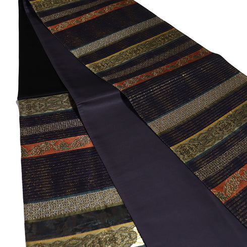 袋帯 リサイクル 帯丈436cm 六通 利休大島間道 本泥染織袋帯 多色 Mサイズ 正絹 Sランク フォーマル お洒落