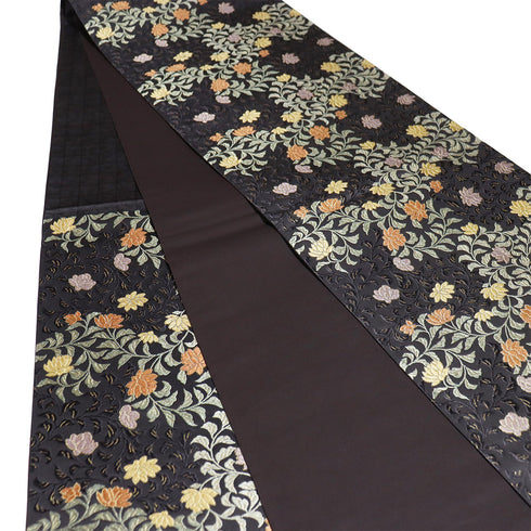 袋帯 リサイクル 帯丈450cm 六通 唐織刺繍 唐錦篠屋宗氏衛謹製 ブラウン Lサイズ 正絹 Sランク セミフォーマル お洒落