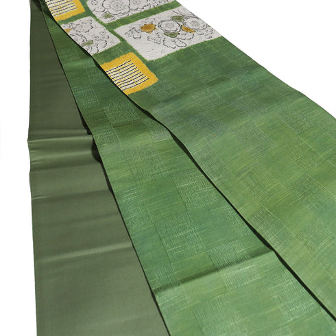 袋帯 リサイクル 帯丈464cm ポイント柄 辻が花風柄 グリーン LLサイズ 正絹 新品・未使用品 お洒落