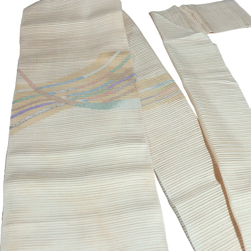 名古屋帯 リサイクル 帯丈353cm ポイント柄 8寸 絽 アイボリー Sサイズ 不明 Aランク カジュアル