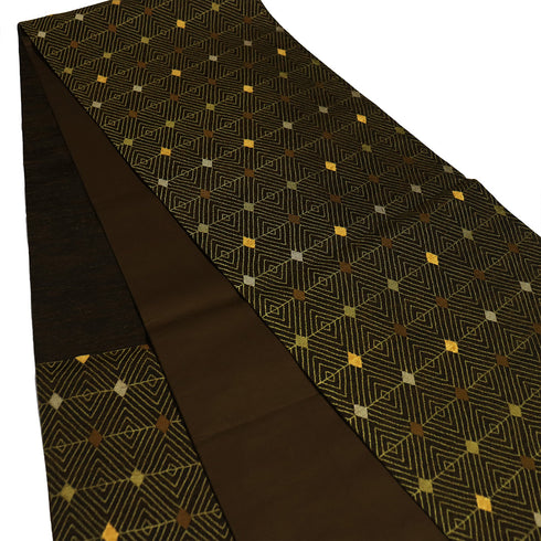 袋帯 リサイクル 帯丈438cm 六通 重ね菱 変わり糸使用 ブラウン Mサイズ 正絹 Sランク お洒落 カジュアル