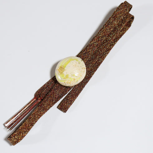 帯締め リサイクル 三分紐 ブラウン 正絹 新品・未使用品 澤屋重兵衛 共箱付き 帯留め