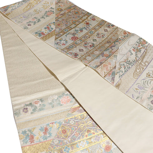 袋帯 リサイクル 帯丈436cm 六通 ゴールド Mサイズ 正絹 新品・未使用品 フォーマル