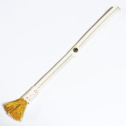 帯締め リサイクル セミフォーマル 平組紐 ホワイト 正絹 新品・未使用品 白鳳 伝統工芸士 廣澤白鳳作 日光東照宮純金糸 誉田屋源兵衛謹製 落款