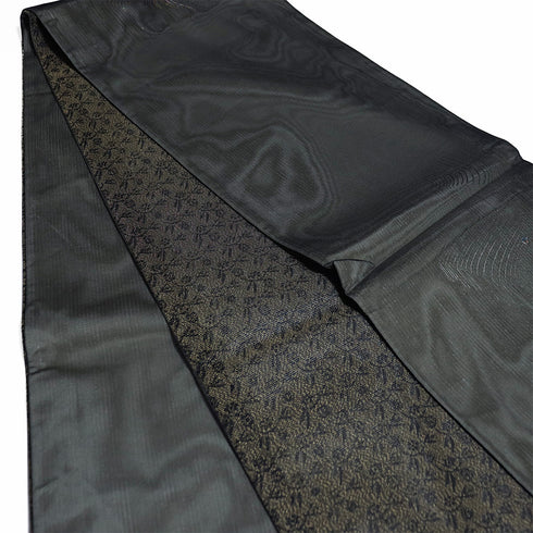 袋帯 リサイクル 帯丈442cm リバーシブル ポイント柄 全通 大島紬美術館 ブラック Mサイズ 正絹 Sランク お洒落