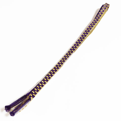 帯締め リサイクル 平組紐 パープル 正絹 新品・未使用品 金ラメ