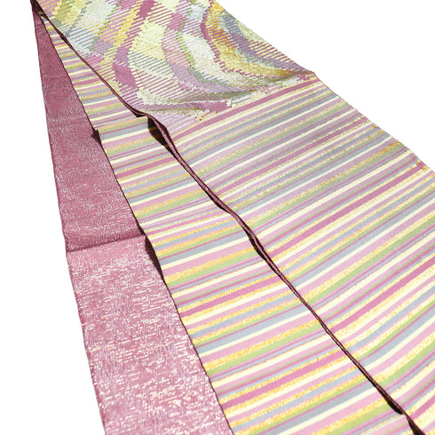 袋帯 リサイクル 帯丈452cm ポイント柄 幾何学模様 多色 Lサイズ 正絹 新品・未使用品 お洒落 カジュアル