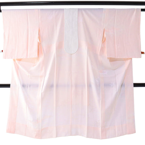 長襦袢 リサイクル 長襦袢 身丈129.8cm 裄66.4cm 袷 雲取りや橘柄 地紋 後身頃居敷当て付け ピンク Mサイズ お洒落 正絹 袖無双 Aランク