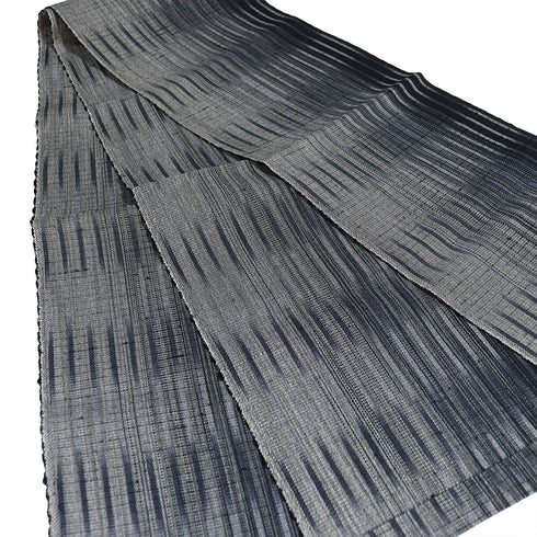 名古屋帯 リサイクル 帯丈384cm 全通 紬 縞柄 ぼかし ネイビー Lサイズ 正絹 Sランク お洒落 カジュアル