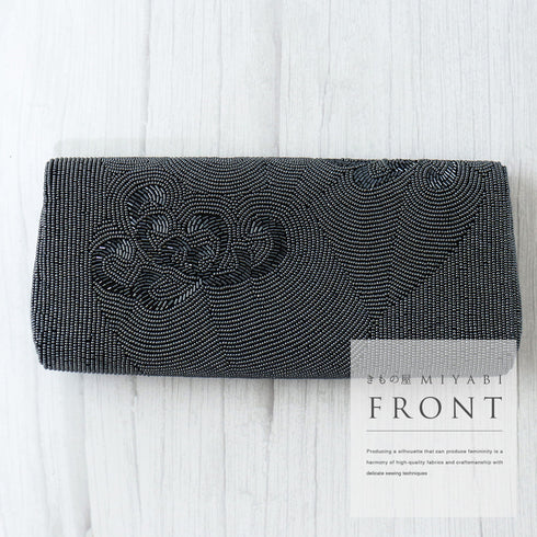 バッグ リサイクル グレー ビーズ Aランク 花柄