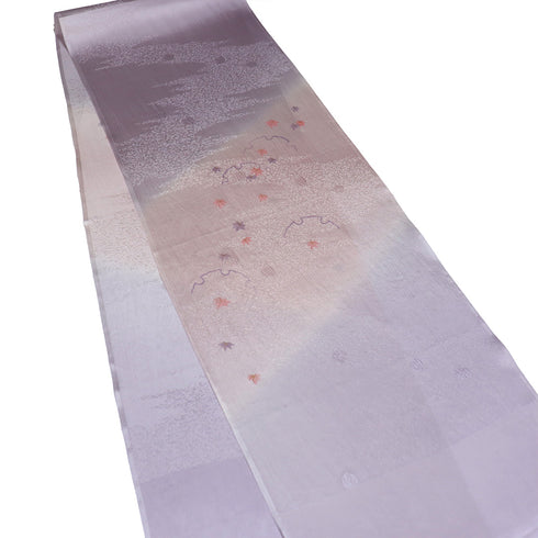 帯締め・帯揚げセット リサイクル 丸組紐 ちりめん 多色 正絹 新品・未使用品 雪輪に楓柄 地紋 ぼかし