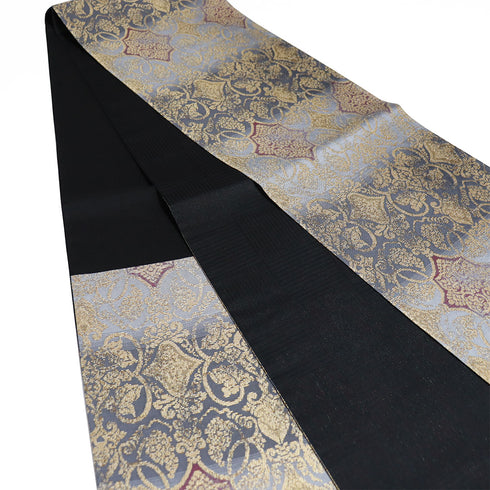 袋帯 リサイクル 帯丈450cm 六通 花唐草柄 グレー Lサイズ 正絹 新品・未使用品 フォーマル お洒落